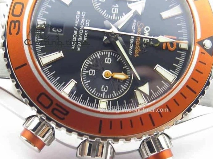0423 Sophisticated Planet Ocean Master Chronometer Chrono SS OM 1:1 Best Edition Orange On SS Bracelet A 8156